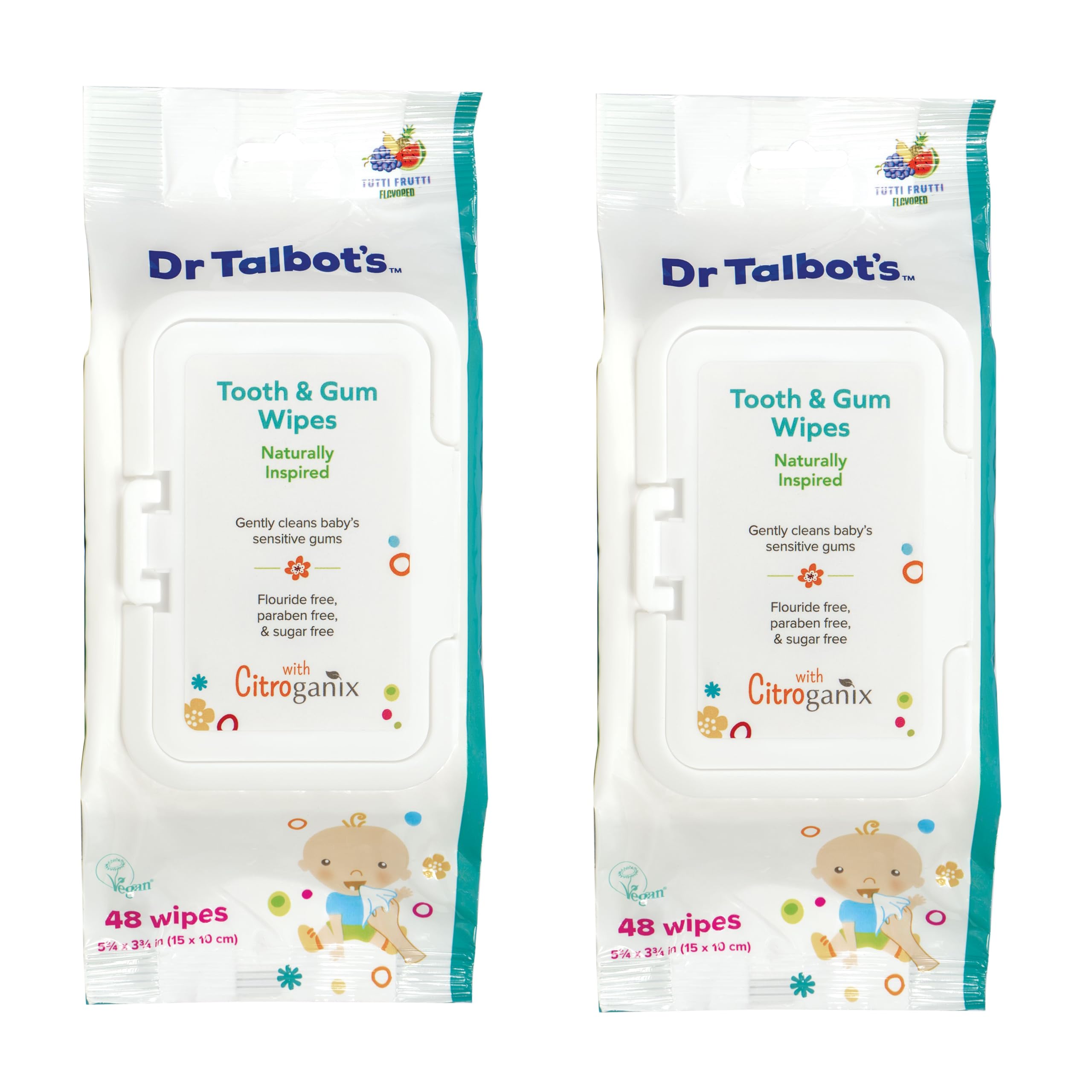 Dr. Talbot's Baby Tooth and Gum Wipes Naturally Inspired With Citroganix, 2-pack, 96 count