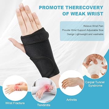 ACWOO Adjustable Wrist Strap Carpal Tunnel Compression Splint Relieves Pain, Sprains, Tendonitis and Joint Pain, Breathable Brace Provides Wrist Support (Left)