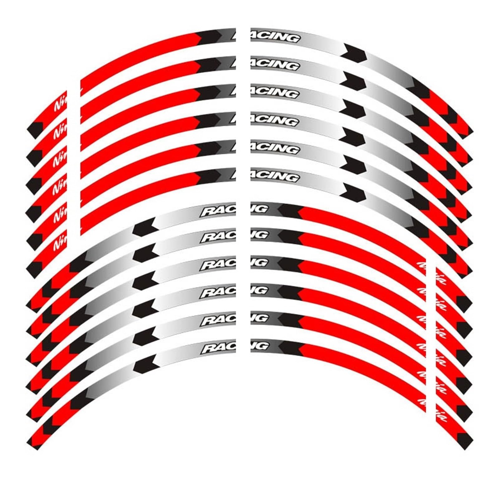 Hub Decals Rim for NINJA250 NINJA300 NINJA650FNINJA1000 for ZX-6R 10R 14R for H2/H2R Adhesive Emblem Wheel Reflective Stickers Rim Stripe Tape(A Red)
