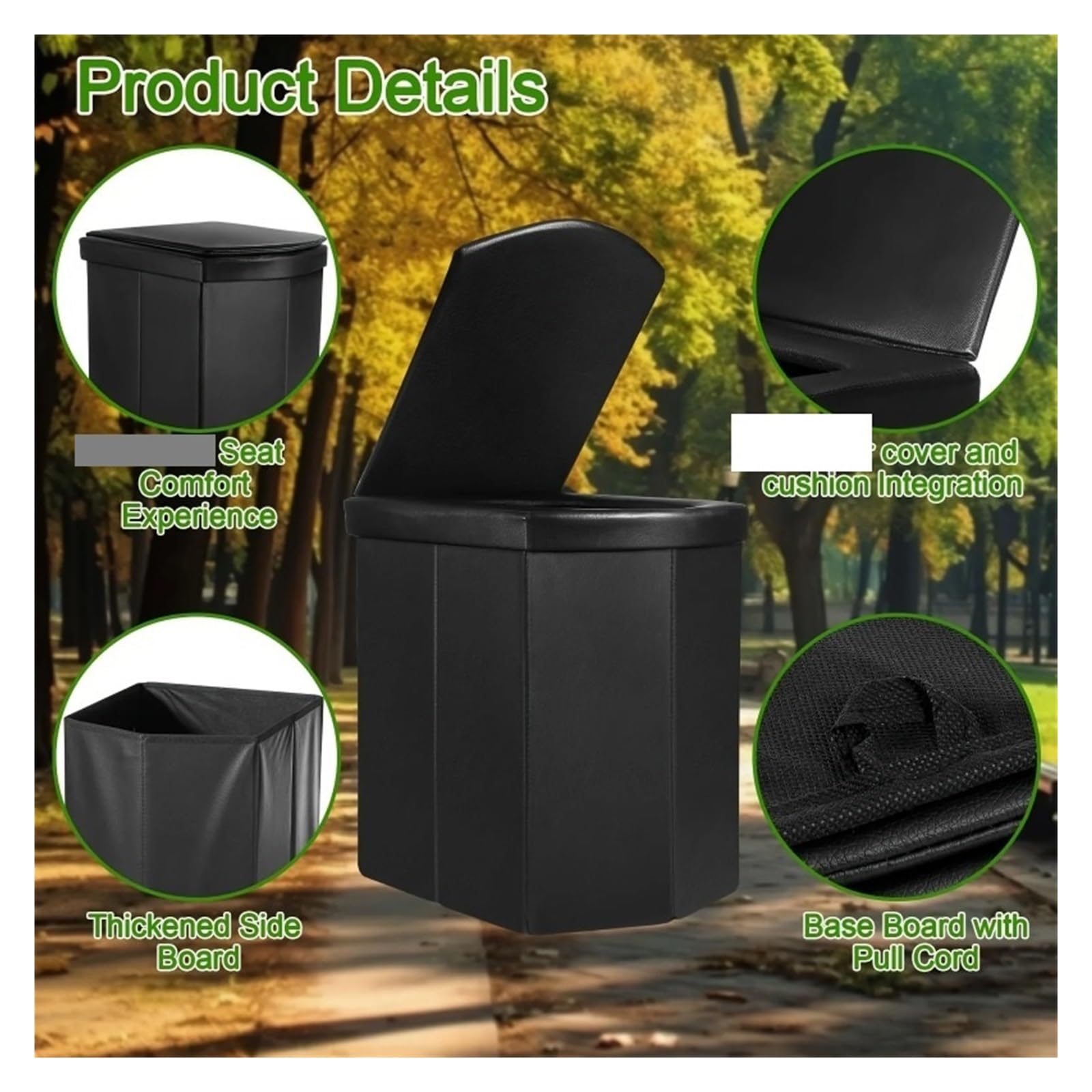 Inodoro Plegable Inodoro portátil for Acampar, Cubo Multifuncional, Inodoro portátil for Adultos, Inodoro Plegable de Viaje, fácil de Instalar