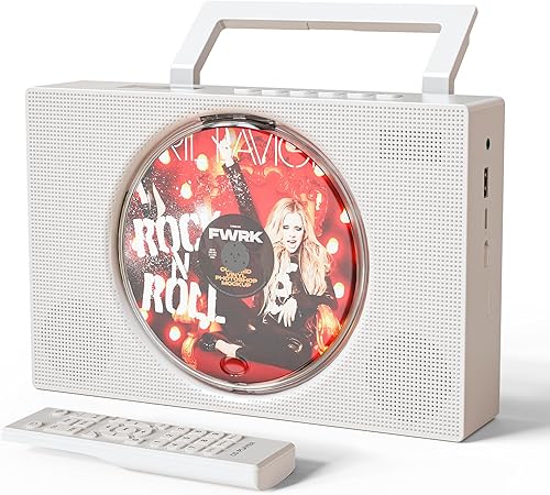 Boombox reproductor de CD con Bluetooth, radio FM, USB, entrada auxiliar, conector para auriculares, compatible con CD-RRW y MP3, sonido claro y