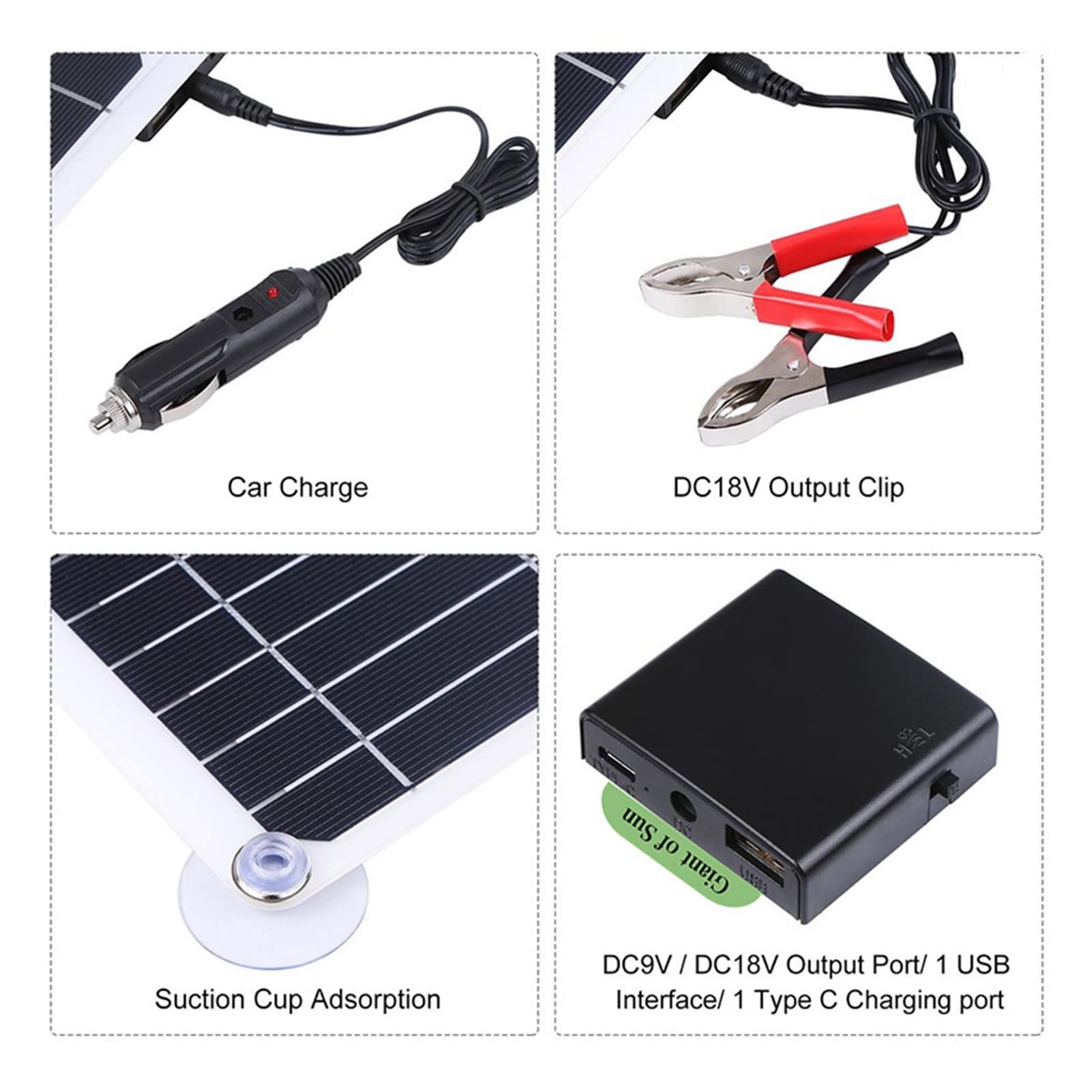 Panel Solar, Kit de panel solar de 250W completo Dual 12/ 5V DC USB Con 6 0a/100a Controlador solar células solares for yates de automóvil RV Cargador de batería(With 60A Controller)