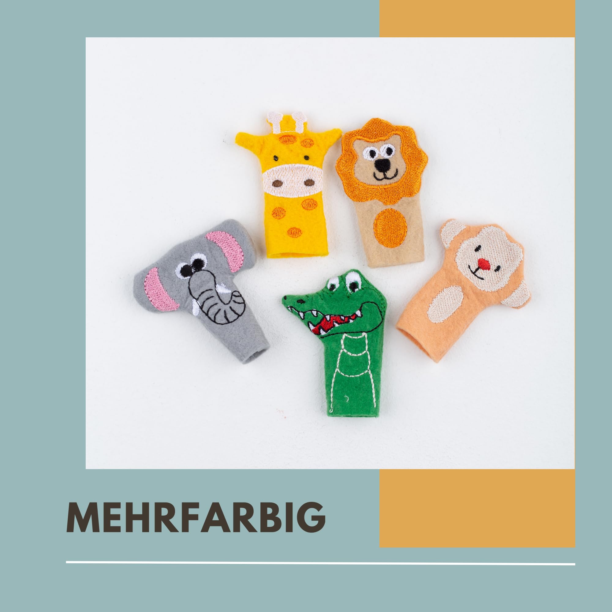 Set di bambole da dito con animali selvatici, 5 pezzi, a partire dai 6 mesi, in feltro colorato per neonati e bambini piccoli, giocattolo safari, per promozione precoce e fantasia, set di bambole