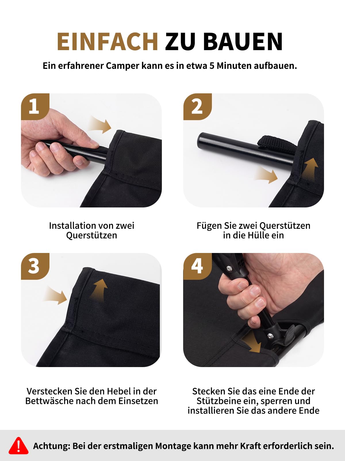 Feldbett Klappbar, Campingbett Ultraleichtes bis 150 kg Belastbar, Tragbar Campingbett Faltbar Feldbett mit Matratze Gästebett Klappbar mit Tragetasche & Seitentasche für Outdoor Camp Garten