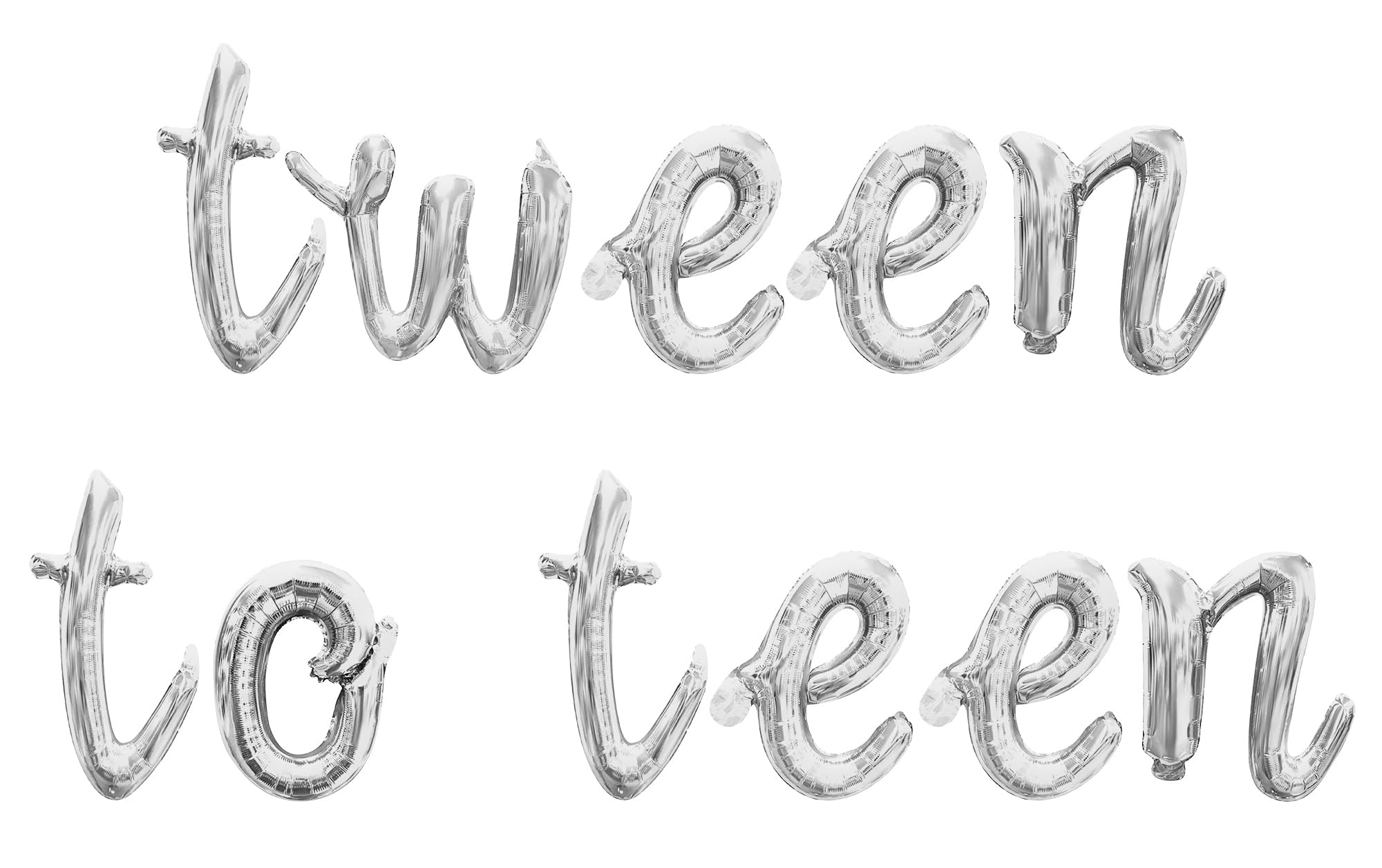 Cursive Script Letter Balloons - TWEEN TO TEEN 16" Inch Alphabet Letters Foil Mylar Balloon 13th Birthday Party Banner (Silver)