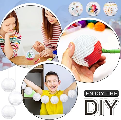 Miniatura 2 de 40 linternas de papel chinas blancas de 3 pulgadas, para bodas, fiestas, decoración japonesa, redondas, para bodas, árboles de Navidad, fiestas,