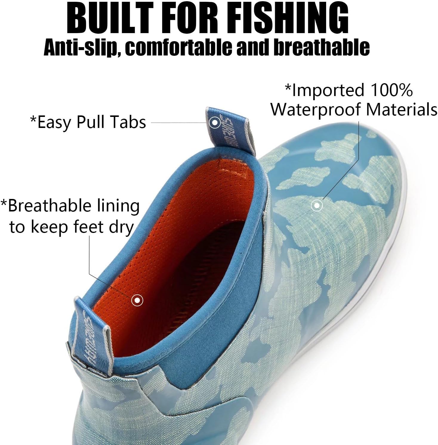 SUREWAY Men's Deck Boots Professional Non-Slip Fishing & Ankle Boating Boot Waterproof Rain Boots, Lightweight Neoprene Rubber Deck Boots - Image 3