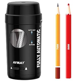 AFMAT Electric Pencil Sharpener, Auto in & Out, Fully Automatic Pencil Sharpener for Colored Pencils, Rechargeable Hands-Free Sharpeners for φ7-8mm Pencils, Good for Classroom/Home PSX8(Black) - Amazon product rated Grade A