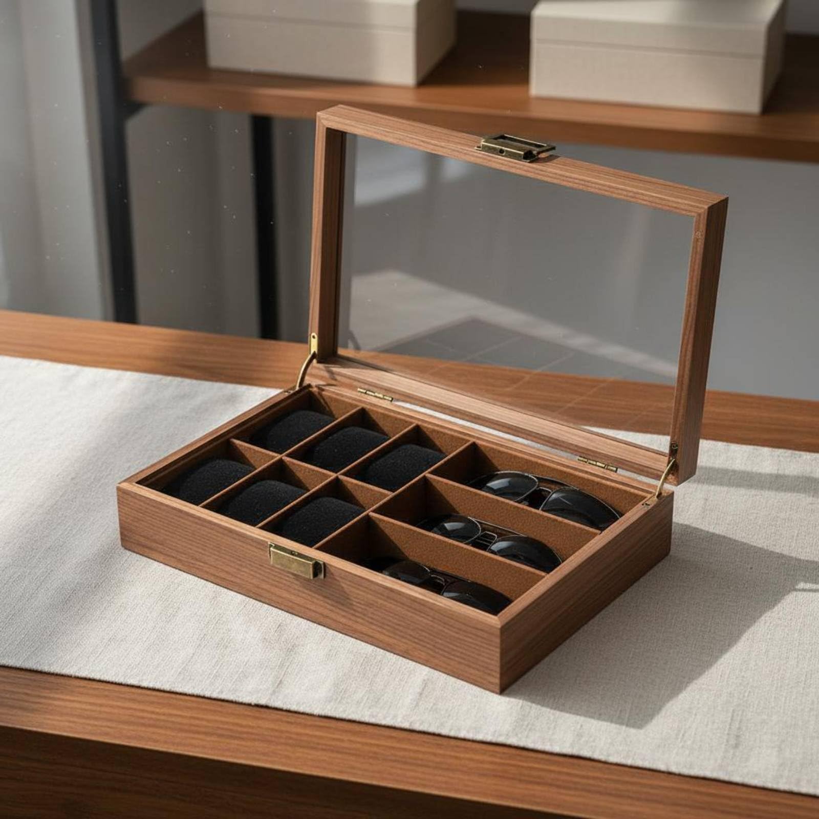 Scatola Porta Orologi Espositore Custodia Organizer Vetrina con Coperchio Trasparente per Mostrare E Proteggere Separati Che Facilitano La Scelta, size to 1