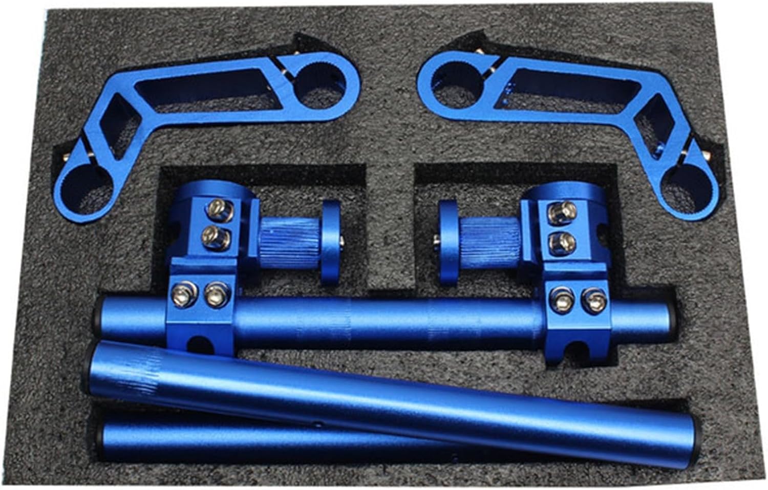 Universal Motorcycle CNC Aluminum Alloy Steering Handlebar System Adjustable Magic Handle Bar for 7/8" 22mm125cc Pit Bike Dirt Bike E-bike Scooter, Punch-free installation, Multiple Colors(blue)
