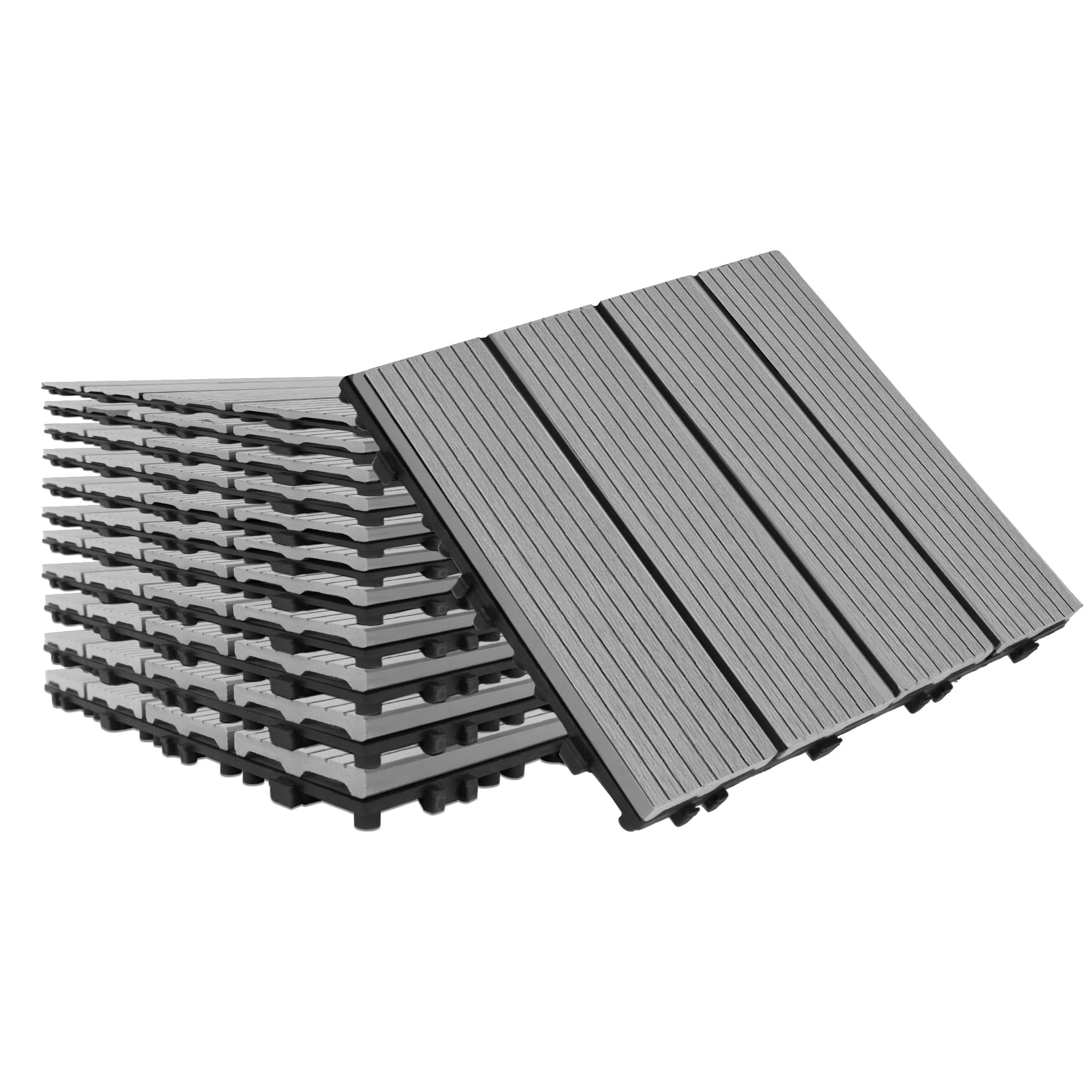 Aufun Płytki WPC, płytki tarasowe, z tworzywa sztucznego, system zatrzaskowy, wykładzina podłogowa 30 x 30 cm, 11 sztuk, płytki o wyglądzie drewna, płytki balkonowe, na zatrzask, odporne na działanie