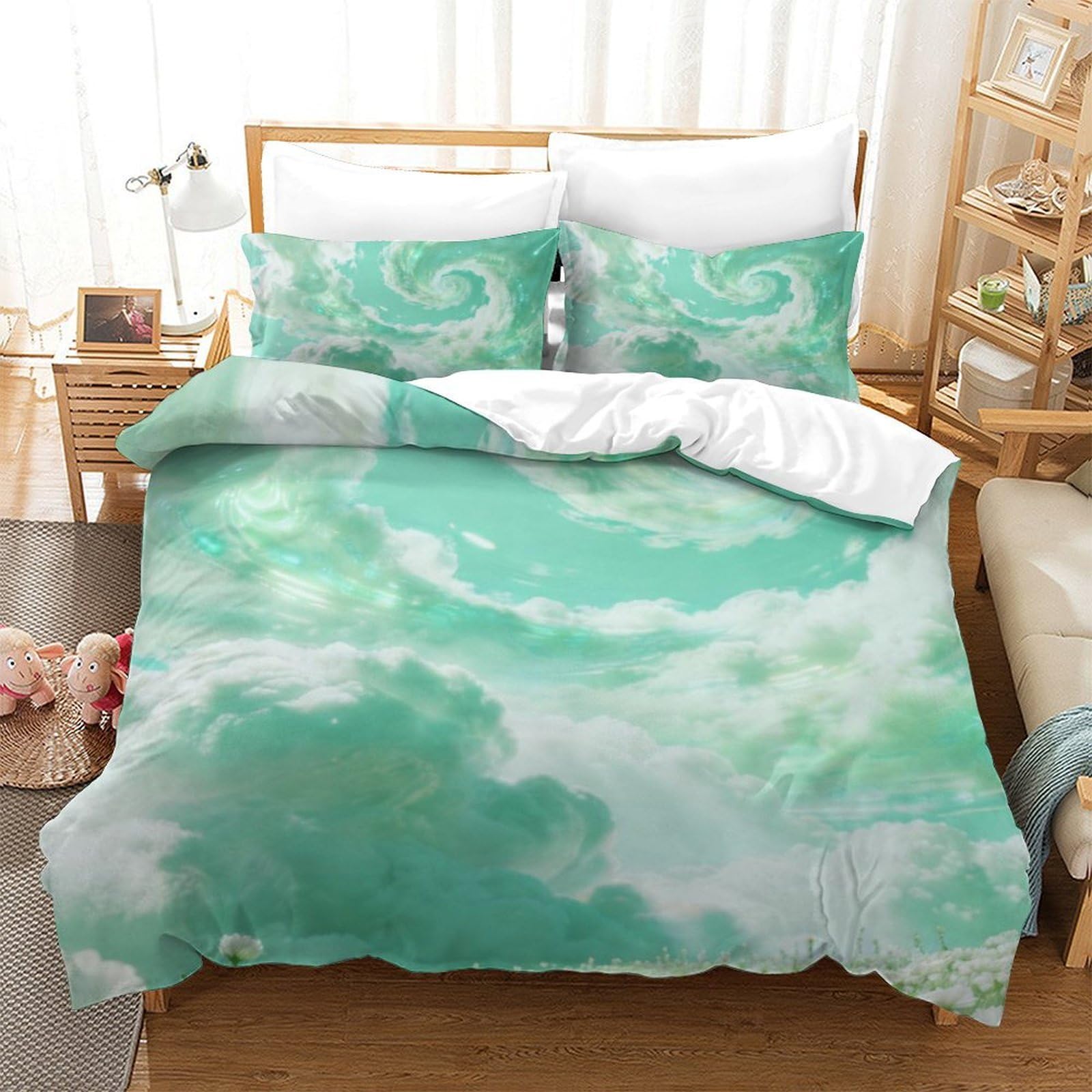Housse couette Nuages Oniriques anti-pli lit double 200x200