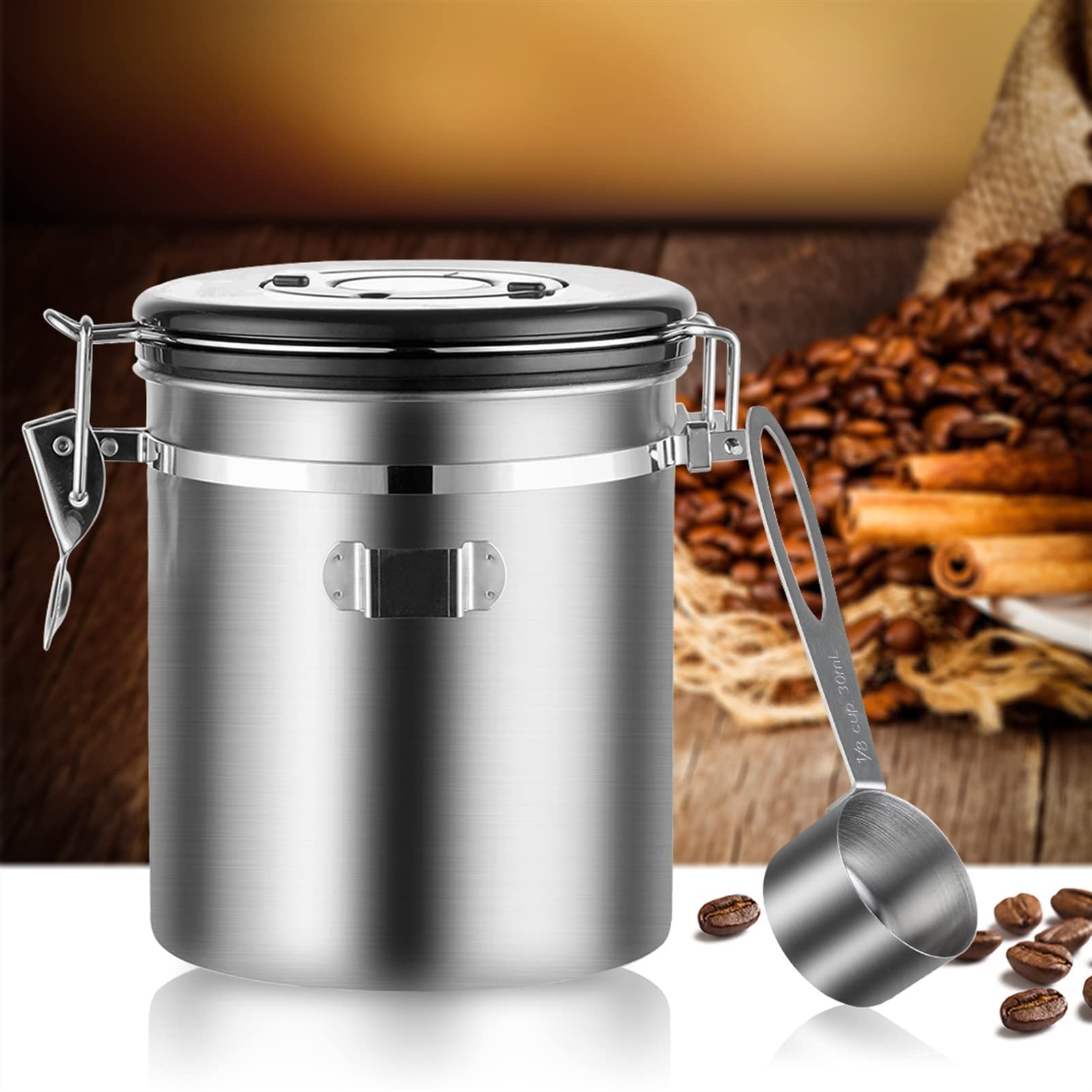 TOMYEUS Kaffeedosen Airted Container Kaffee Tee Glas versiegelt KANN MESSEN SCOOP BEHALTEN SHEE FRISCHEN Lager Kaffeedose Luftdicht (Size : 1500ML)