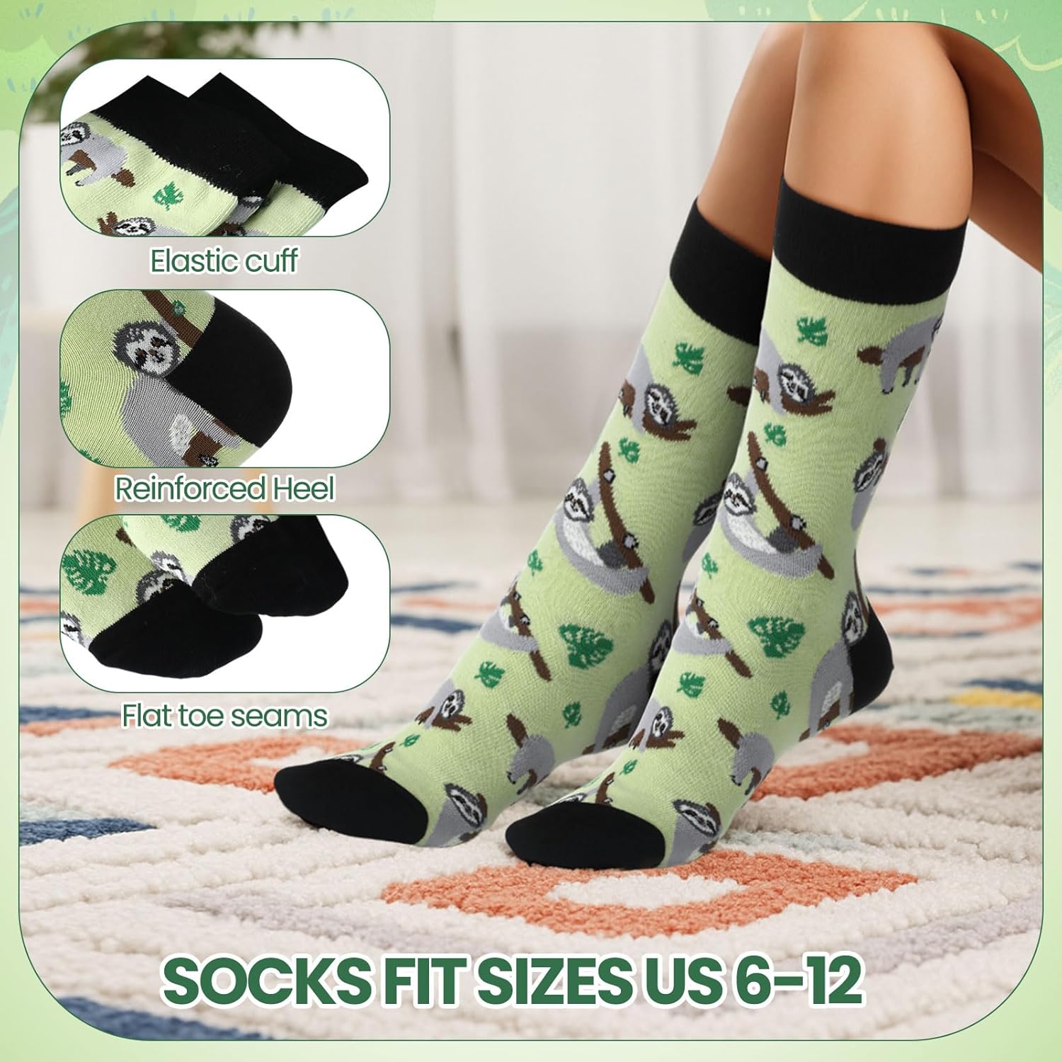 Vesici 13 Pcs Sloth Gifts for Girls Sloth Lovers Stuff Included 20 Oz Tumbler with Lid and Straw Cute Animal Makeup Bag Socks Sticky Notes Ballpoint Pens Stickers Keychain Birthday Christmas Gifts - Image 4