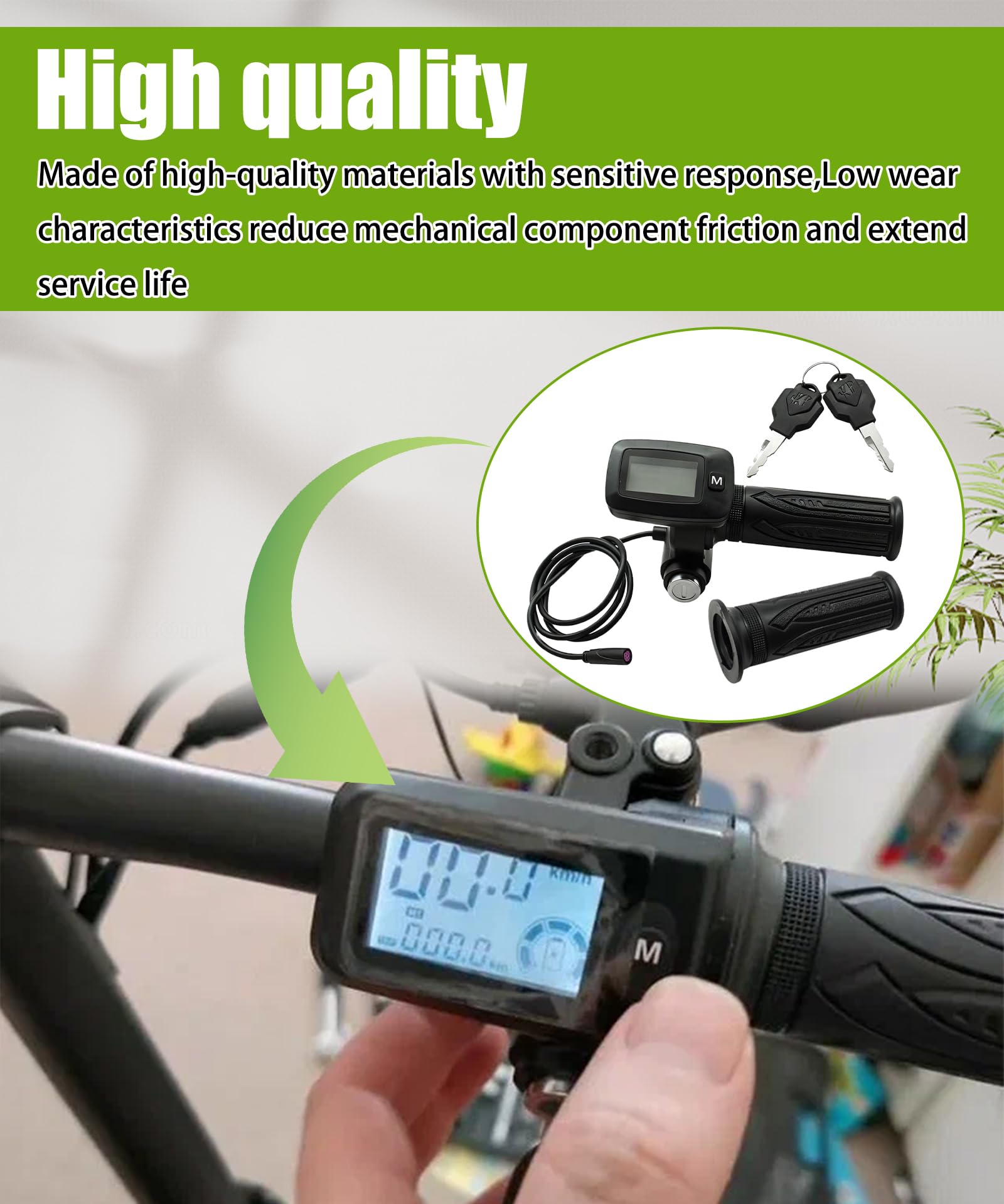 Accélérateur de vélo électrique avec écran LCD et bouton M uniquement pour moto tout-terrain électrique Tuttio Soleil 01. Remarque : le nouvel accélérateur et l'ancien accélérateur ne peuvent pas être