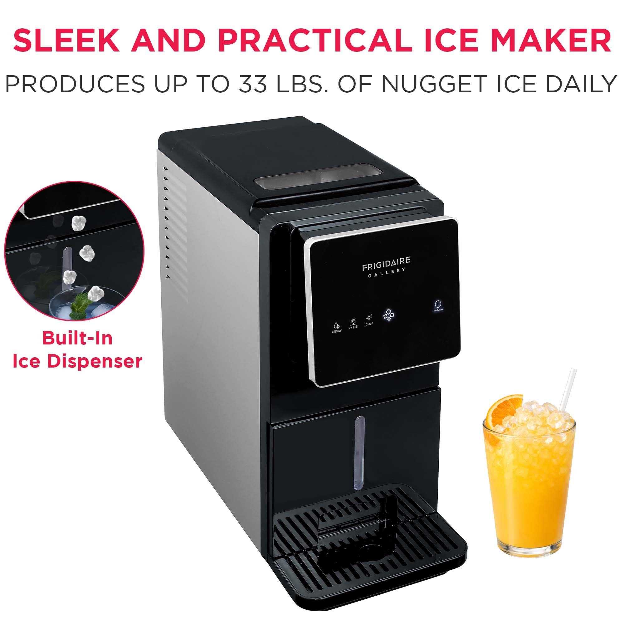 FRIGIDAIRE Touchscreen Nugget Ice Maker, Countertop Ice Machine, Sonic Ice Maker with 33 lbs. Capacity, Slate on Fridge.com