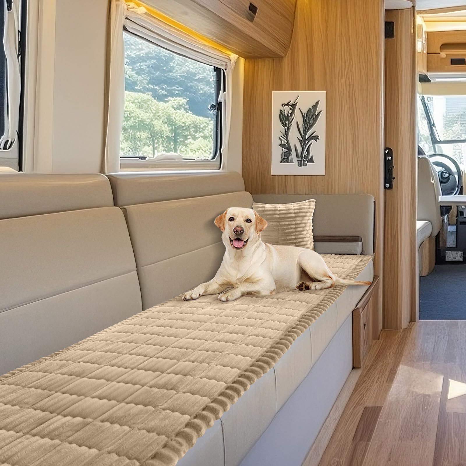 VFGFDJNDFX slumber paws sofa covers Caravan Seat Covers Plush Quilted Non-Slip Pet Sofa Protector Cover, Thickened Corduroy Soft RV Dinette Cushion Covers (Serene Coffee,70 * 70cm)