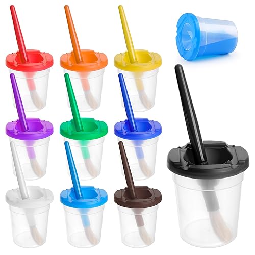10 PCS No Spill Paint Cups with Colored Lids and
