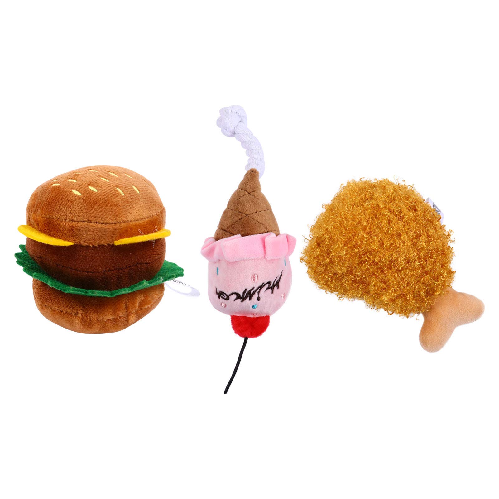 Angoily 6pezzi Giocattoli Interattivi Per Cani Peluche Forma Di Cibo Hamburger Coscia Di Pollo e Giocattoli Squeak Per e Massaggiare Le Gengive Del Tuo Zampe