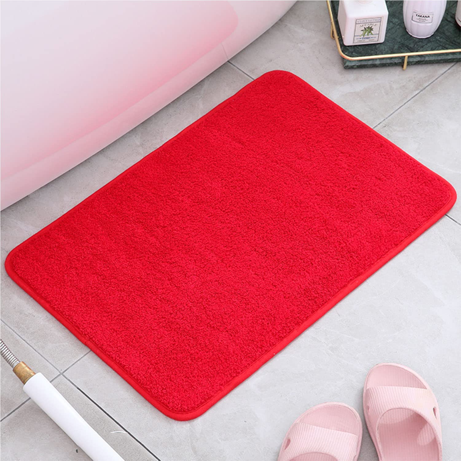Morbido Bath Mat Tappeto Semplice Tappeto da Bagno Acqua Assorbente Antiscivolo tappetini da Bagno Morbido Microfibra Tessuto Mat Tappeto in Microfibra all'Ingresso Casa,3,60X90CM