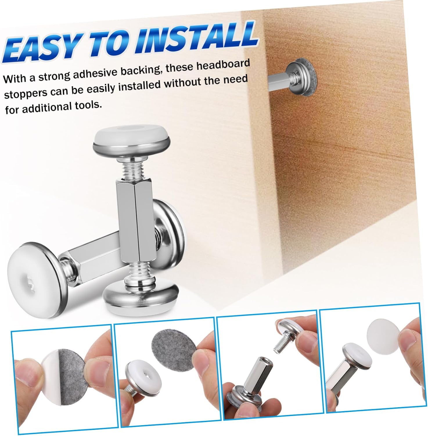 Alipis 4pcs Headboard Stoppers Wall Bumper Stabilizers for Bed Frames Noise Reduction Strong Adhesion Design for Preventing Wobbling and Wall Damage