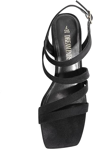 Miniatura 3 de DREAM PAIRS Sandalias de tacón grueso con tiras para mujer, sandalias de tacón bajo y puntera abierta, zapatos de fiesta
