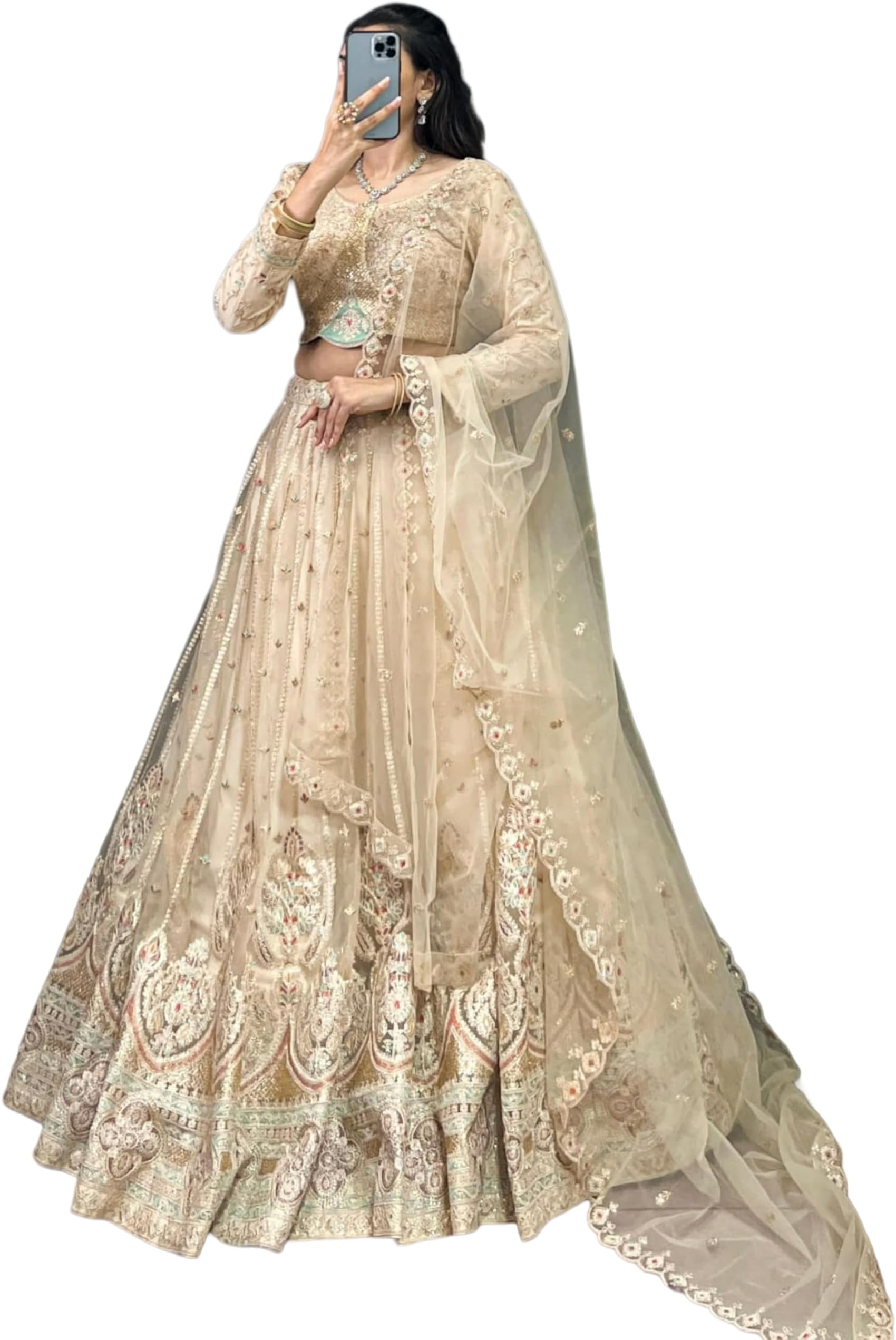 Net Fabric Sequins and Thread Embroidery Work Party Wear Timeless Elegance Lehenga 17801
