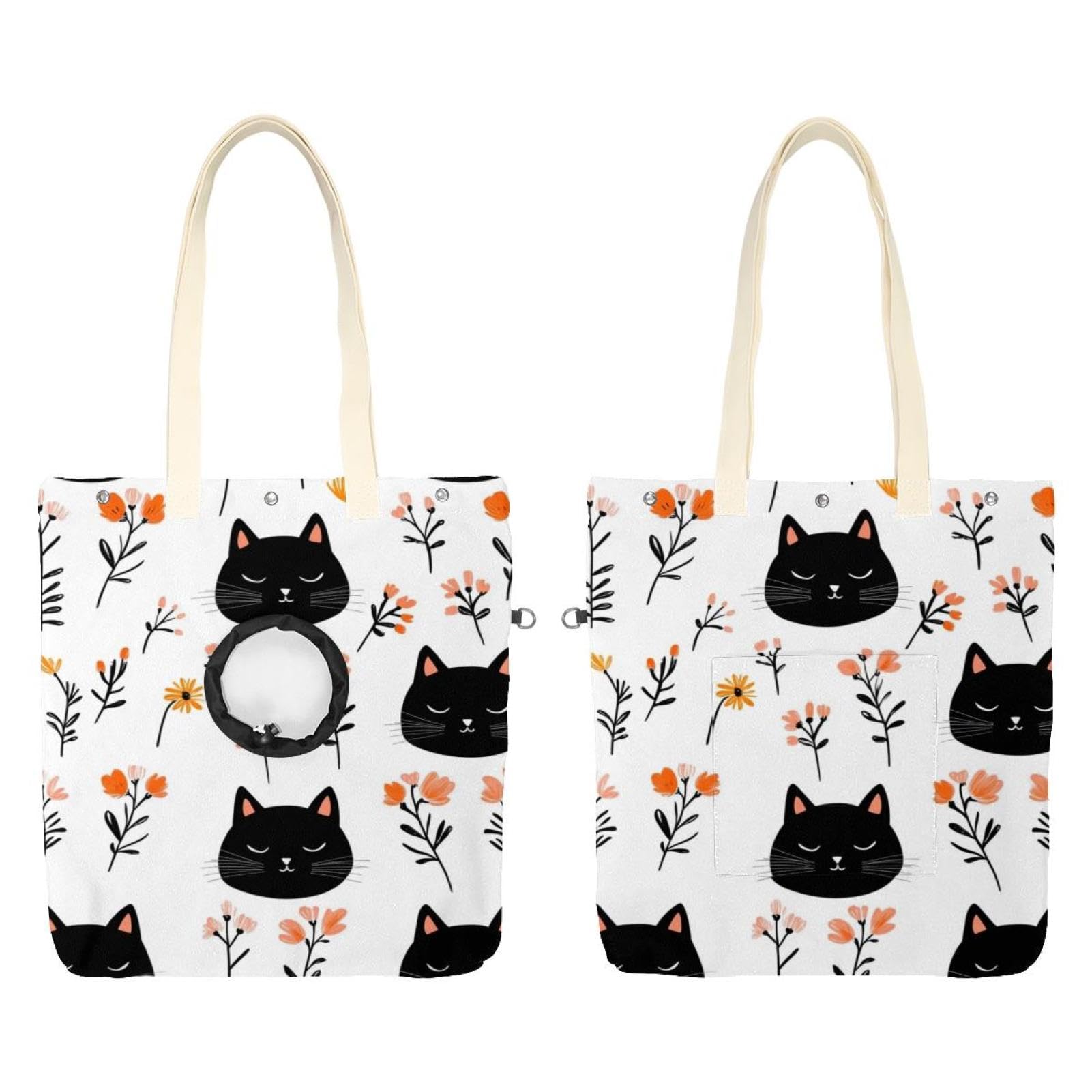 Bolsa de hombro de lona para mascotas ligera y con estampado de flores