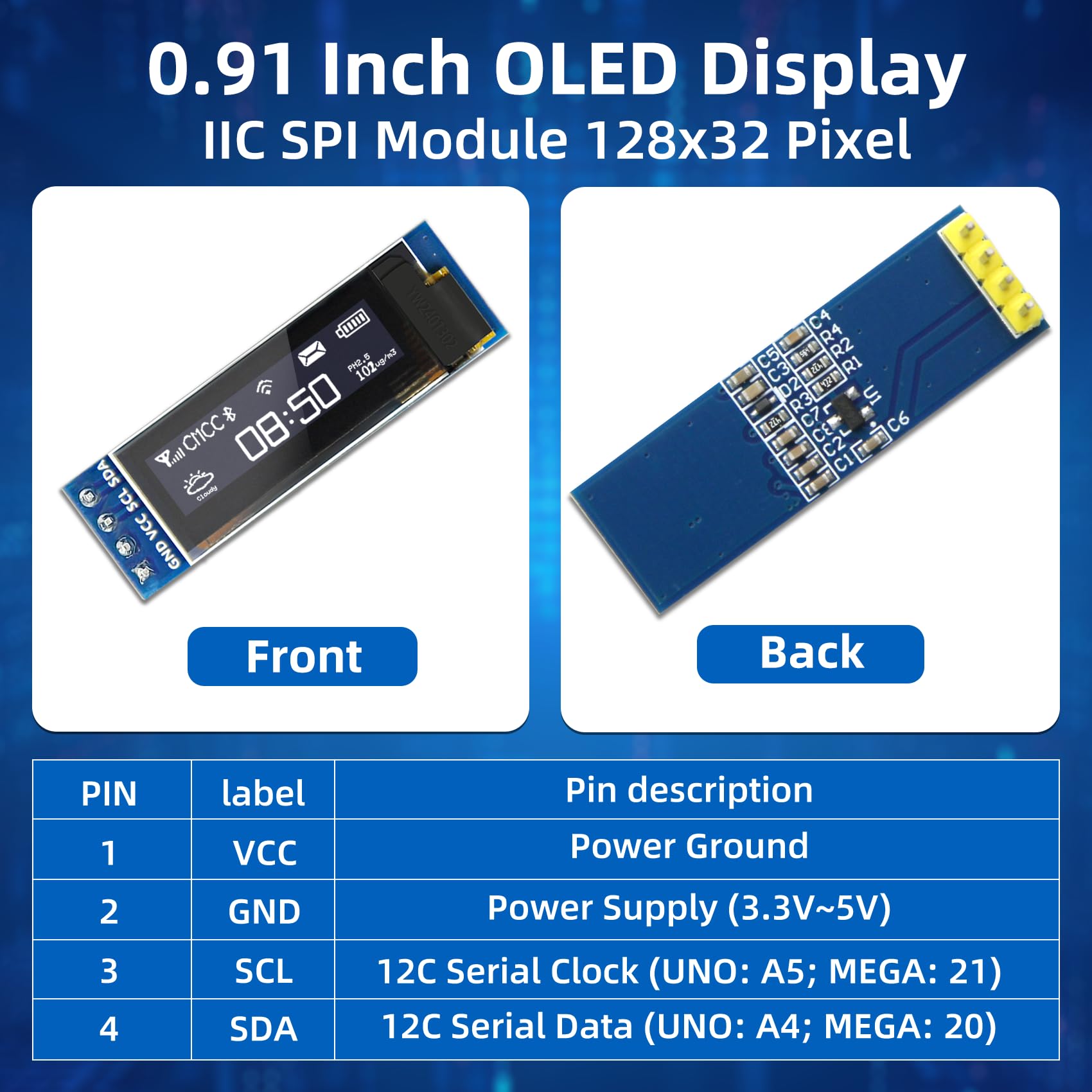 5 Pcs 0.96 Inch I2C OLED Display Module, SSD1306 Jamaica