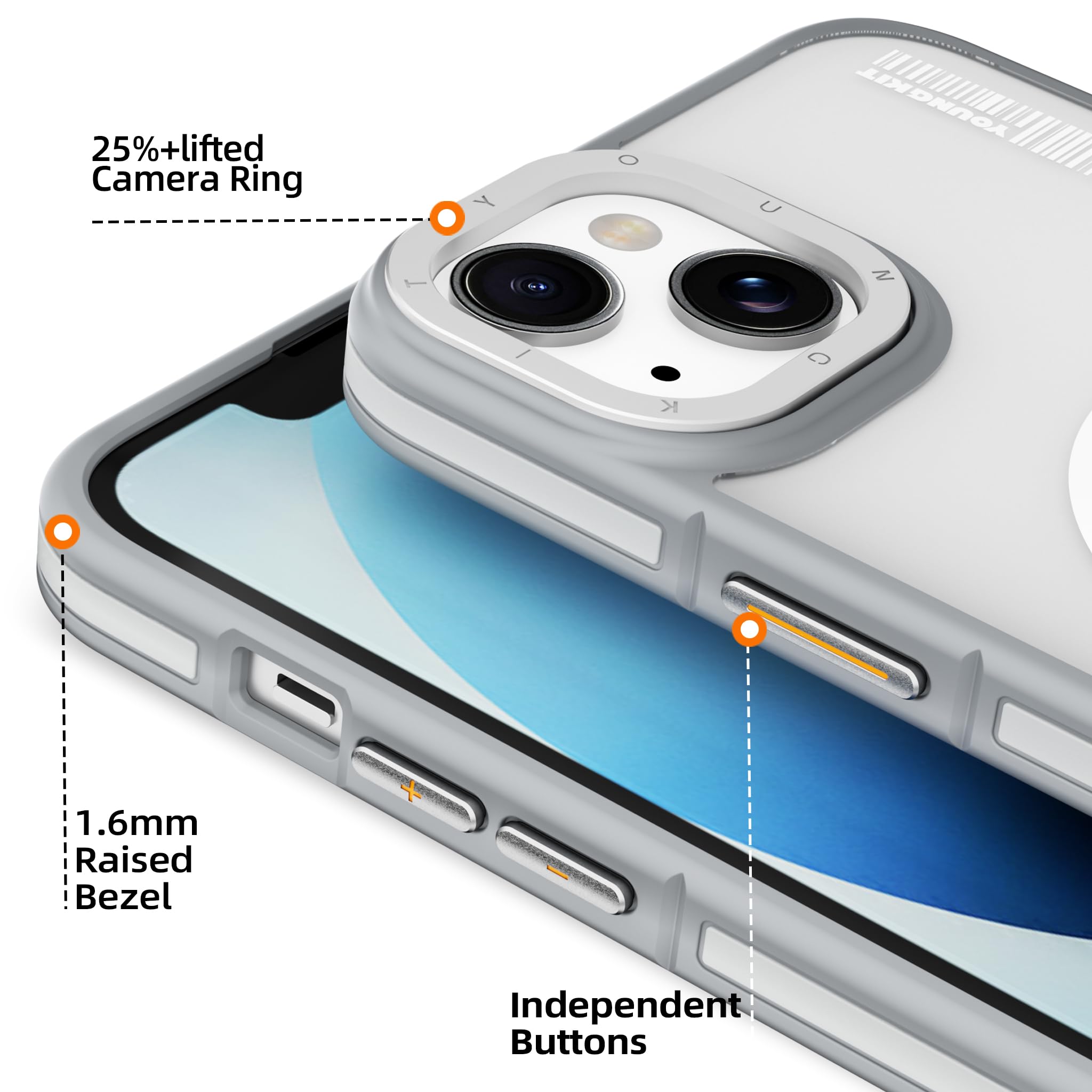 YOUNGKIT Case for iPhone 14, gray - Image 3