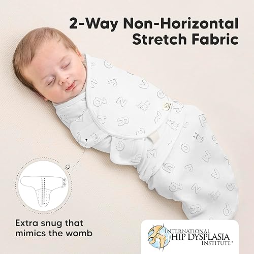 Vista 117 de Paquete de 3 mantas orgánicas para dormir para bebé, para recién nacido, envolturas ergonómicas para bebés de 0 a 3 meses, sacos para dormir, Abc