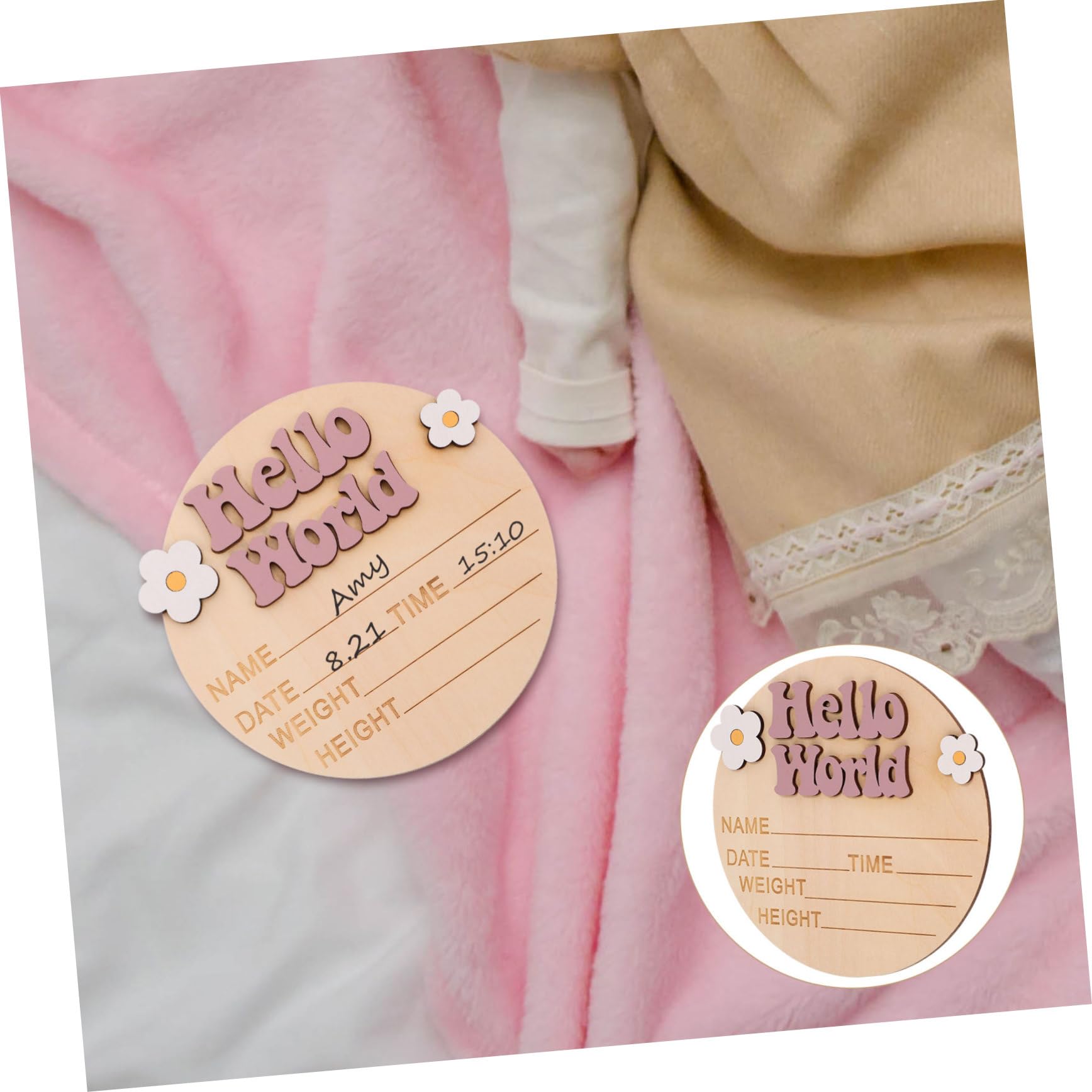 HAPINARY Round Newborn Baby Name Sign Baby Milestone Signs Wooden Birth Announcement Photo Prop Decor