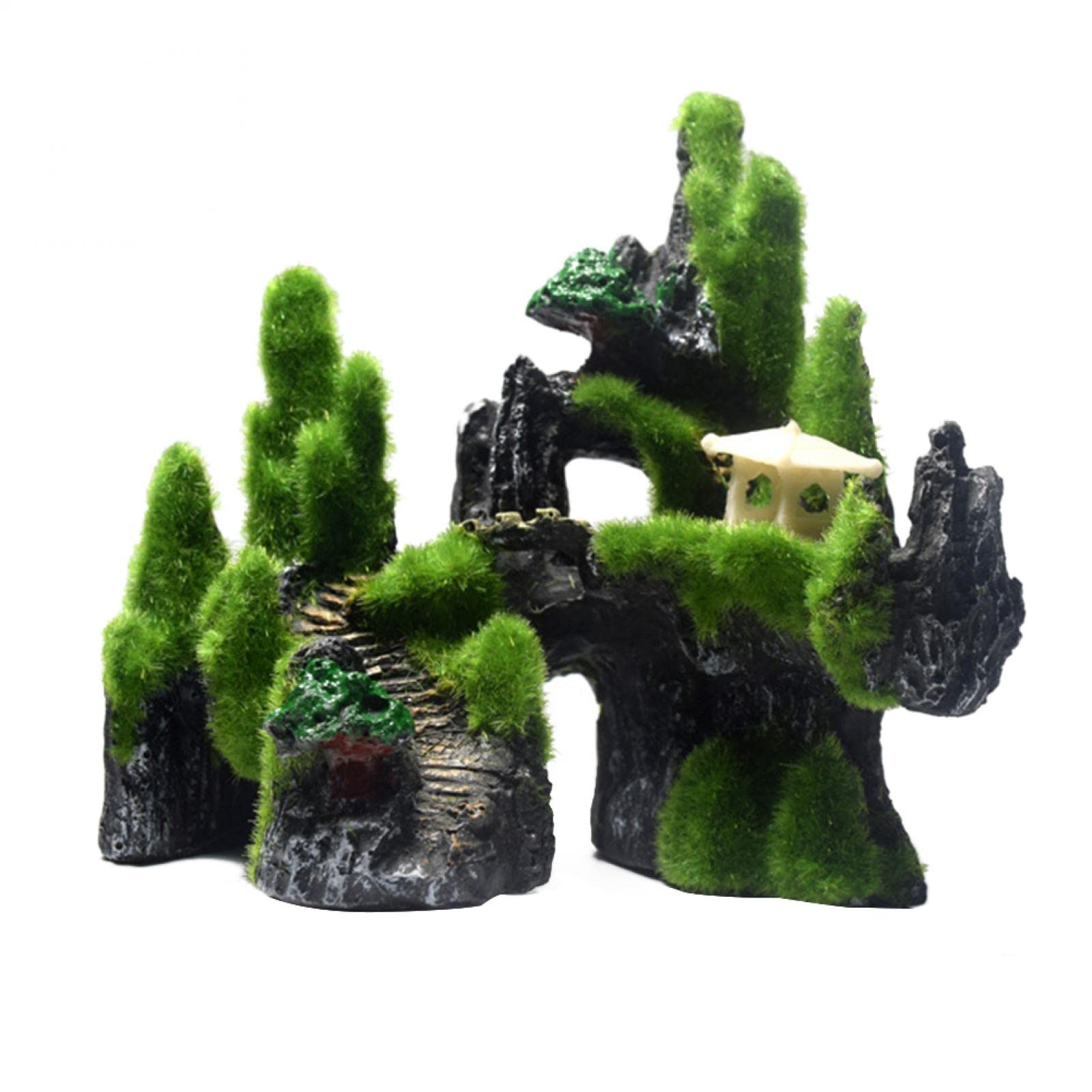 RANRAO Fish Tank Decoration Accessories Moss Tree House for CAVE For Little Fish Vividly, Aquarium Trunk Resin Driftwood Fish Tank Decoration