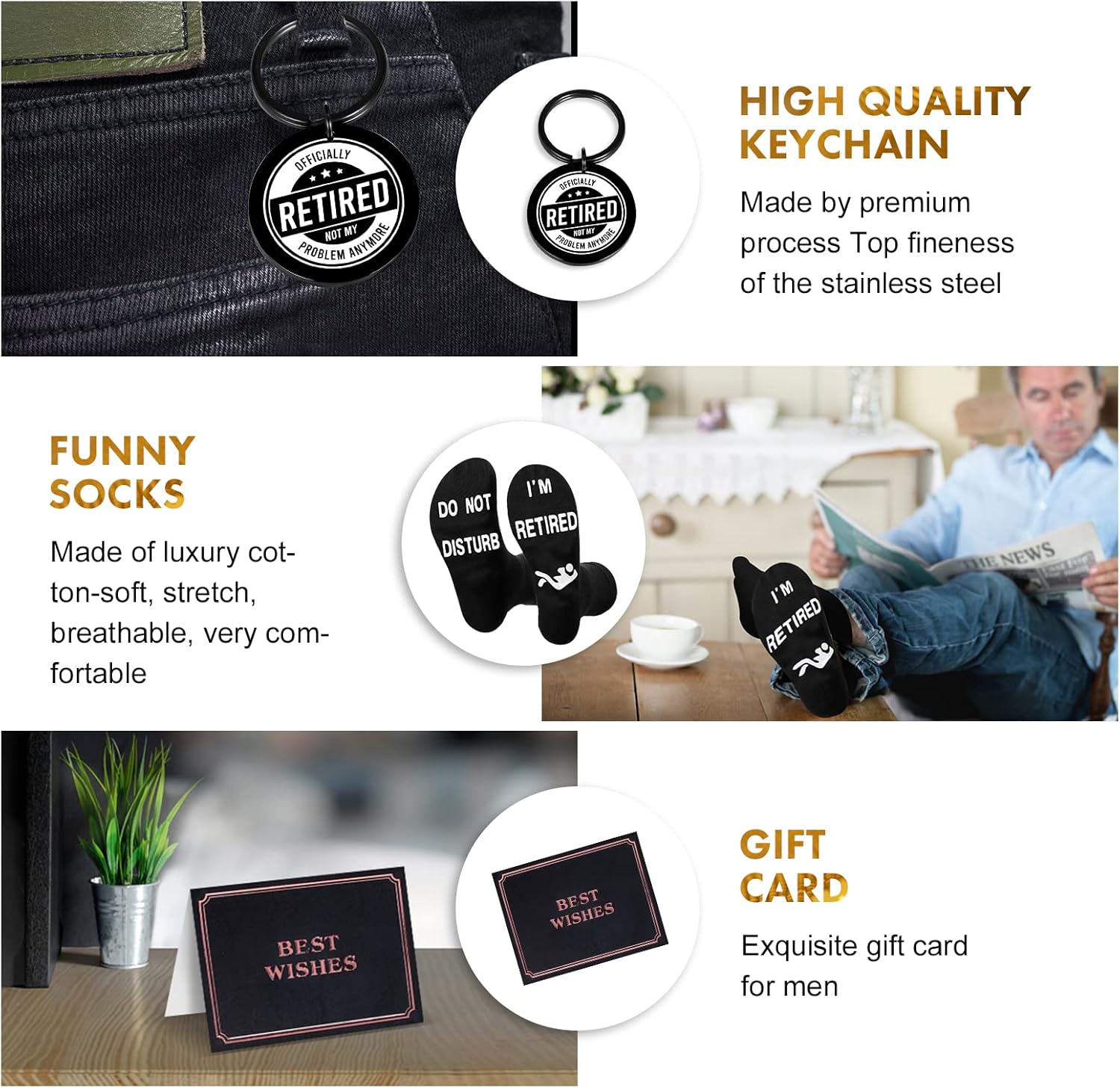 Retirement Gifts for Men, Funny Retired Presents Include Insulated Tumbler Baseball Cap Socks Keychain Scented Candle with Gift Box for Dad, Coworkers, Friends, Retired People - Image 2
