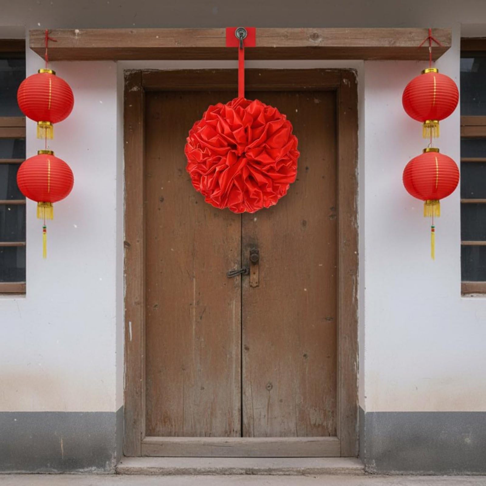 MagiDeal Sfera Cerimoniale in Tessuto Nastro Festivo Palla Decorativa Nuziale Ghirlanda in Stoffa in Tessuto Aspetto Elegante Porta Androne Adatta per Matrimonio Inaugurazione Nuova Casa, 70 Cm