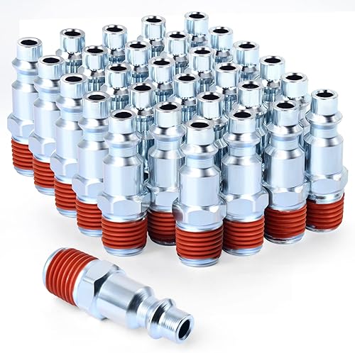 GASHER Enchufe de aire industrial macho NPT de 14 pulgadas, tapones neumáticos 300PSI (paquete de 20)