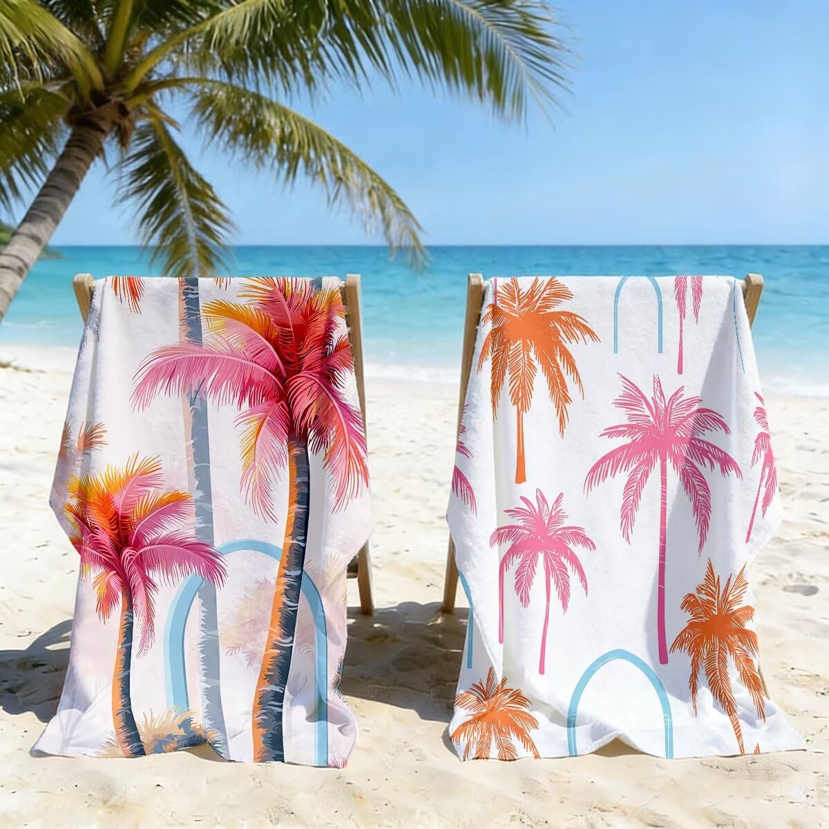 Juego de 2 Toalla Playa Grande 100x200 cm, Secado Rapido Toalla Microfibra Gimnasio, Antiarena Toallas de Playa Árbol, Grande Ligera Compacta Toallas Microfibra Mujer Hombre para Viaje Piscina -5066