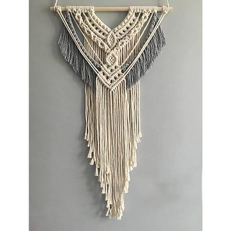 Amazon Com Youngeast Boho Handmade Bedroom Macrame Wall Hanging 16 9 X 27 Inches Grey And Beige Home Kitchen