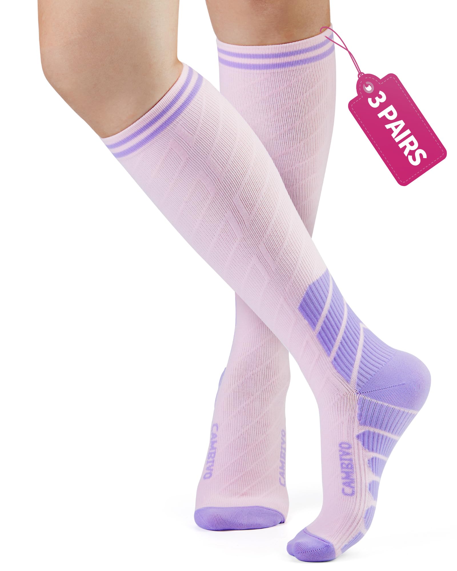 CAMBIVO Calze Compressione Graduata Donna Uomo 3 Paia, Calze a Compressione Graduata 20-30mmHg, Calze Antitrombo Elastiche a Compressione, Gambaletti Calzini per Sportive, Vene Varicose, Aereo, Corsa