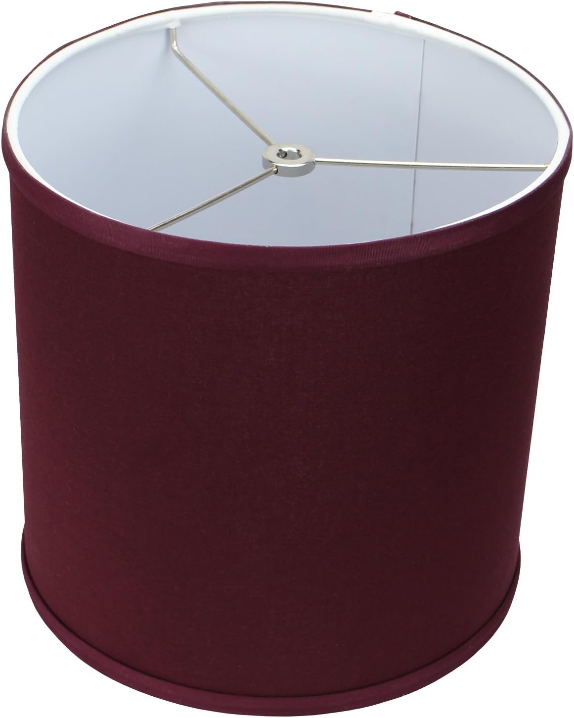 FenchelShades.com 10" Top Diameter x 10" Bottom Diameter 10" Height Fabric Drum Lampshade Spider Attachment (Linen Burgundy)