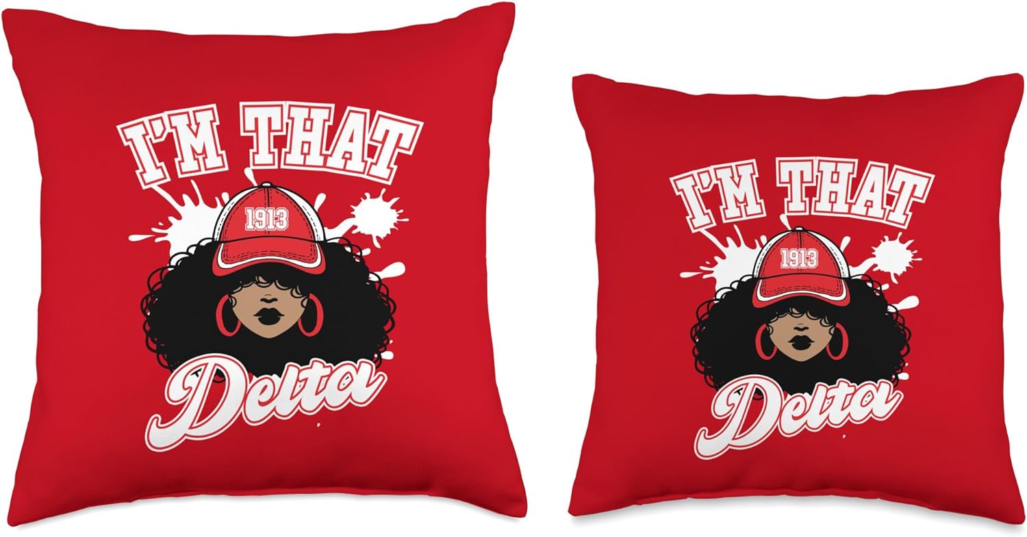 Delta Sigma Theta Sorority Paraphernalia, HBCU Black Girl Throw Pillow