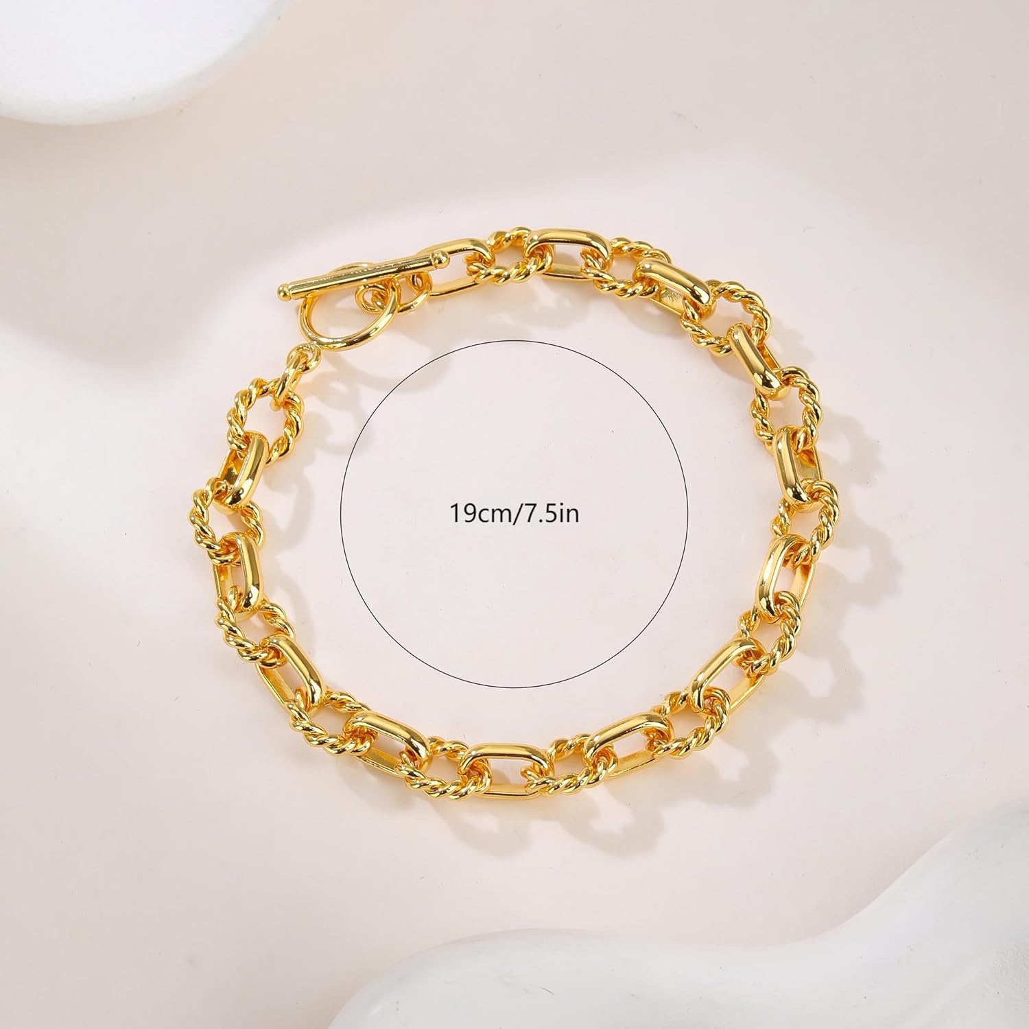 Unique Snake-Skin Pattern Buckle Chunky Chain 14K Gold-Plated Necklace/Bracelet Set | Exquisite Gold Chain Jewelry Set - Image 7