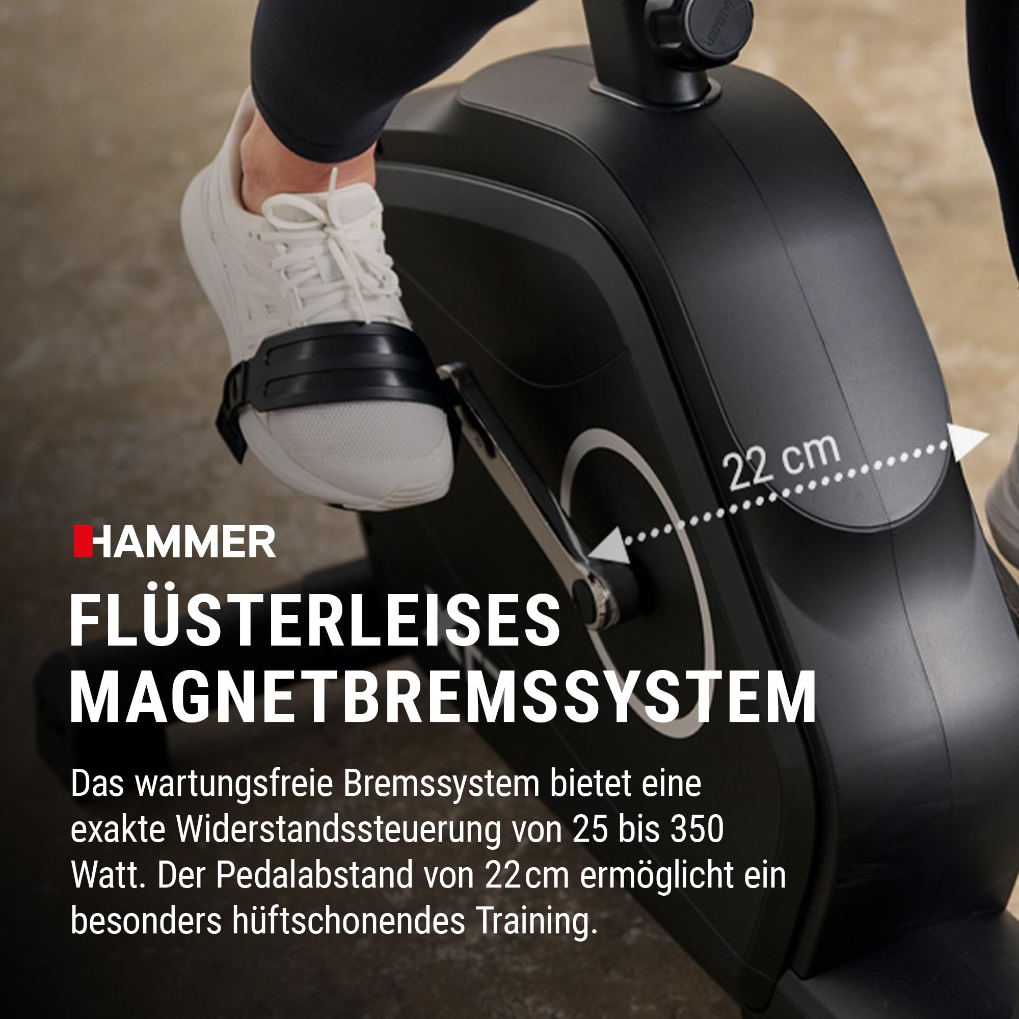 HAMMER Ergometer Cardio XT7 – leiser Heimtrainer für Zuhause mit tiefem Einstieg, App Kompatibel mit Kinomap, 8 kg Schwungmassensystem, 24 Programme, Hometrainer Fahrrad bis 130 kg