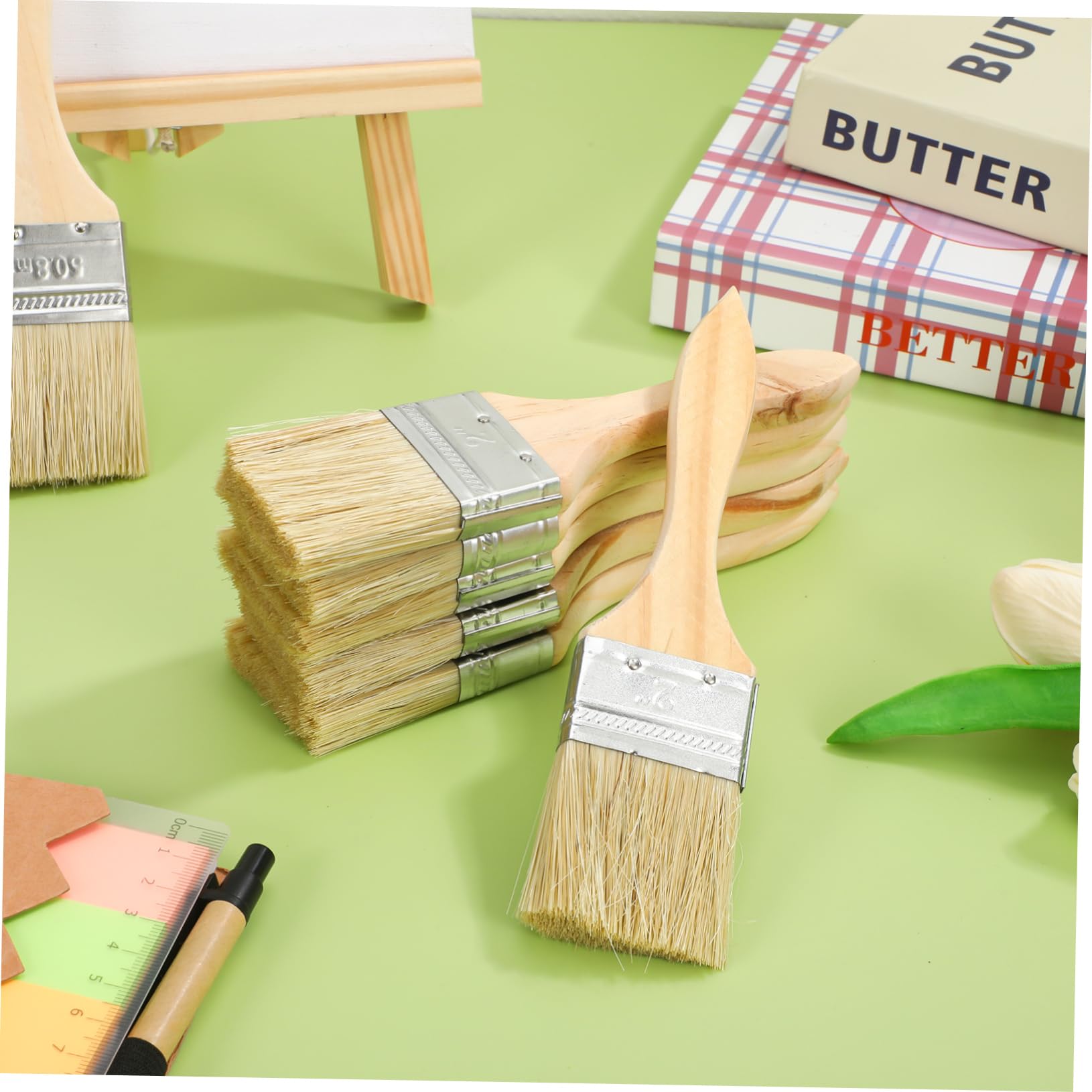 Lot de 30 Pinceaux de Peinture à Manche en Bois Épaissi