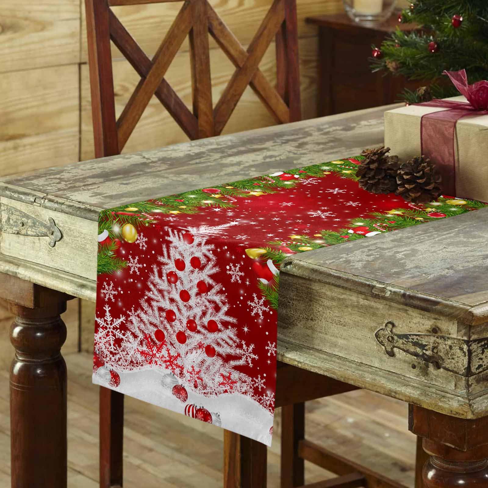 Caminos De Mesa Navideños Siilues , Decoraciones De Árbol De Navidad Camino Feliz Navidad Para Mesa Decoración De Invierno De Temporada Para Interiores Camino De Mesa De Navidad