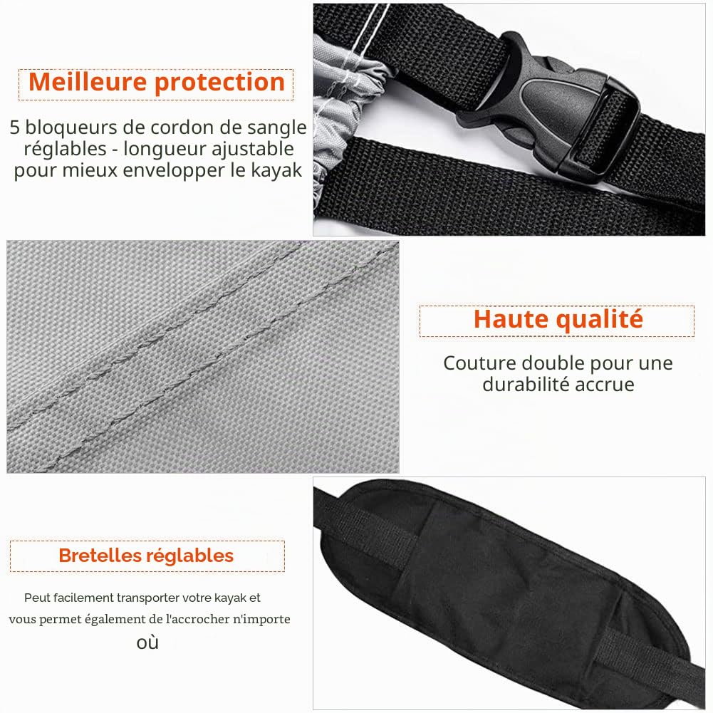 Housses pour Bateaux Épaissie 420D avec Bandages et Bretelles Réglables