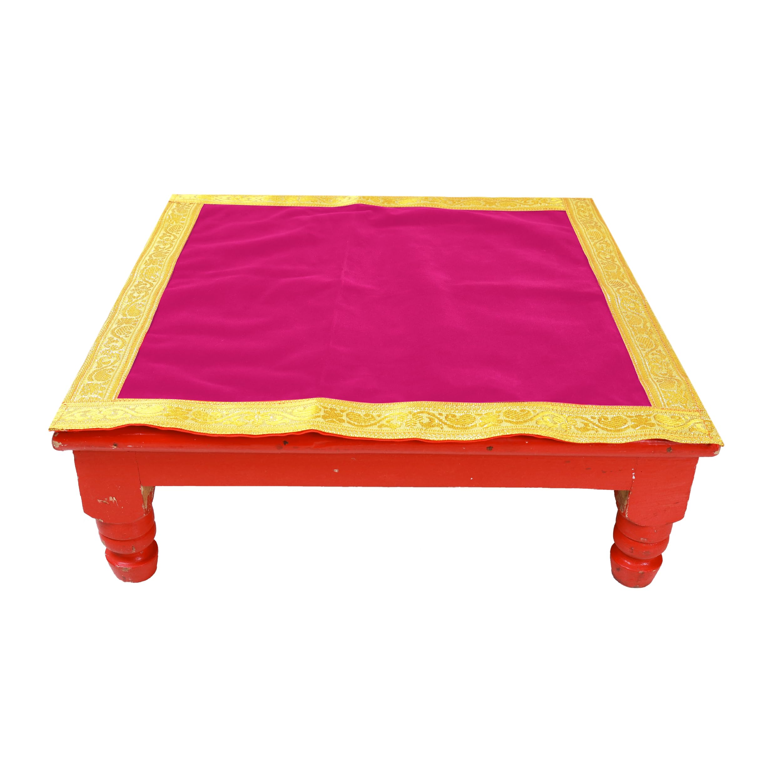 PRIYAKANT SAFAWALA Premium Plain Velvet Pooja Aasan for God Idol/Chowki/Temple/Home Mandir and Special Ganesh Chaturthi Festival [Size, 8X8 Inch, Rani]-image-24