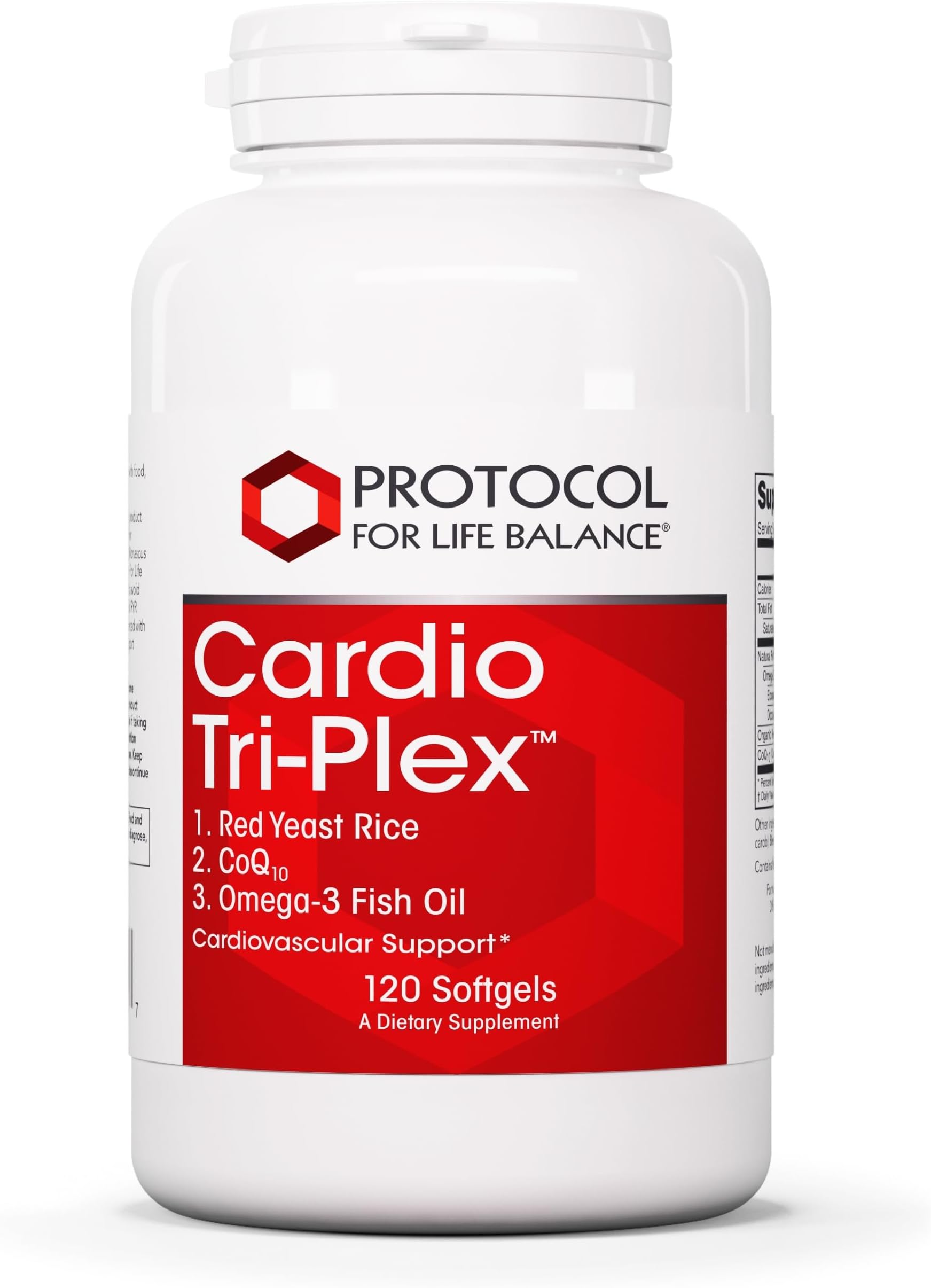 Cardio Tri-Plex - Heart Health Formula - with Red Yeast Rice, CoQ10 & Omega-3 Fish Oil - DHA Dietary Supplements