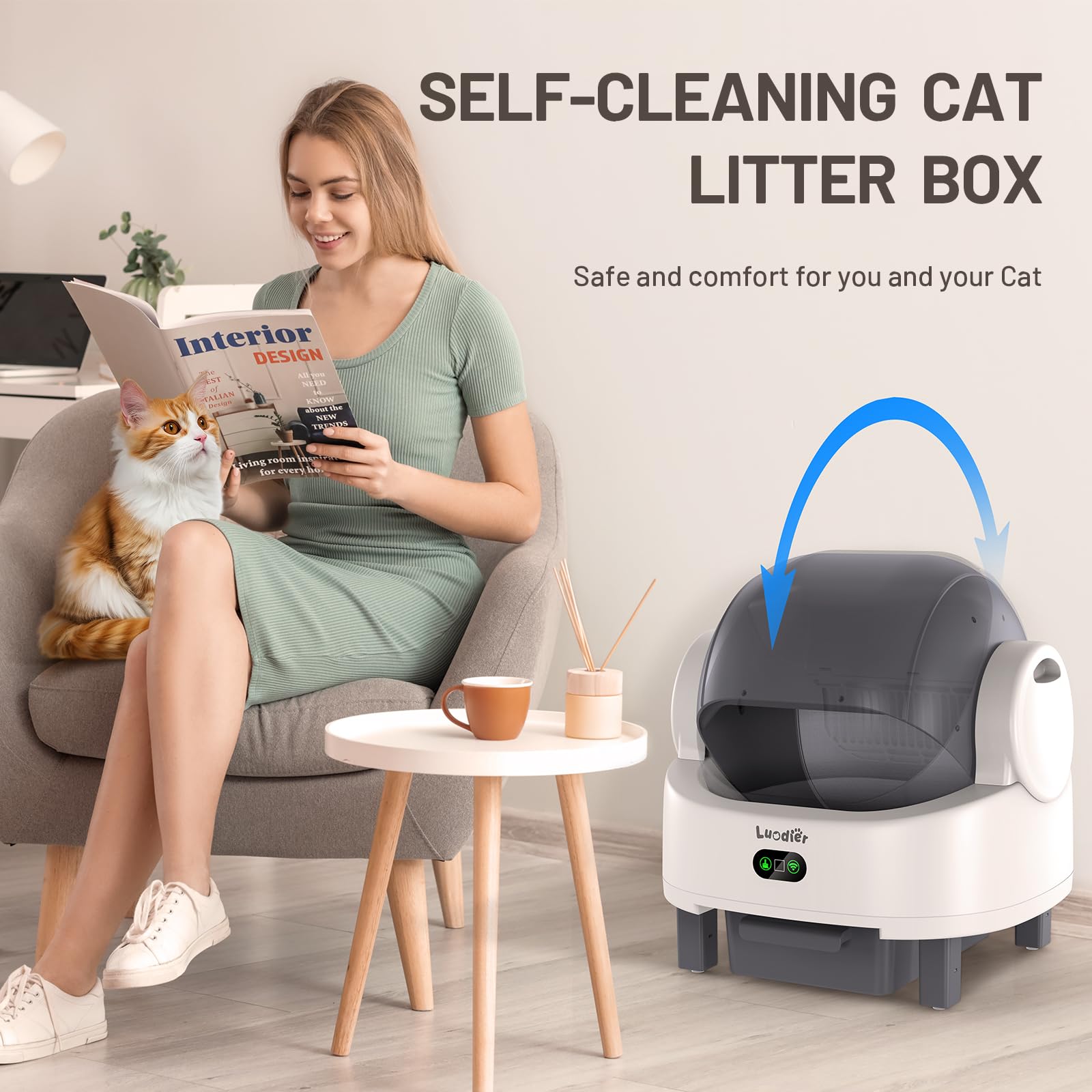 Self Cleaning Litter Box, Open-Top Large Automatic Cat Litter Box for Multiple Cats with Multiple Safety Sensor,APP Control, Odor-Free, Includes 1 Trash Bags 1 Litter Mat - image 7