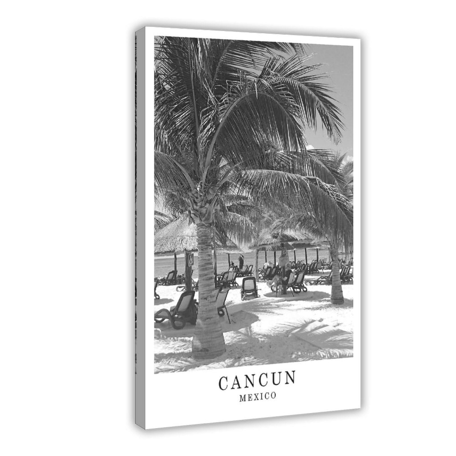 HEYANM Cancun Travel Print Black And White Cancun City Poster Mexico Wall Art Print Minimalist Wall Décor Poster Gift Jpg Canvas Poster Wall Art Paintings for Living Room Bedroom Decoration